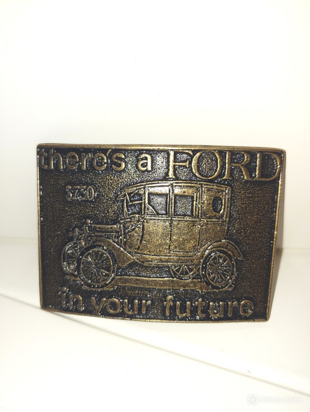 Vtg There's a Ford in Your Future Men's Brass Collectable Belt Buckle Y2K 90's